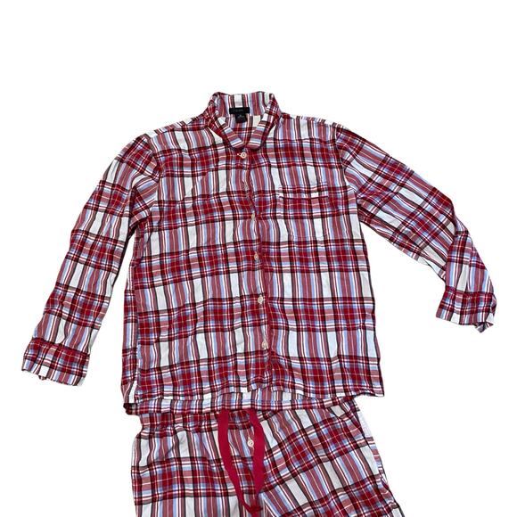 J. Crew Red Flannel Long-Sleeve Pajama Set in Vintage Plaid Size Medium - Picture 4 of 14